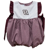 Girl's Infant Vive La Fete  Maroon Kyle Busch Gingham Bubble Dress