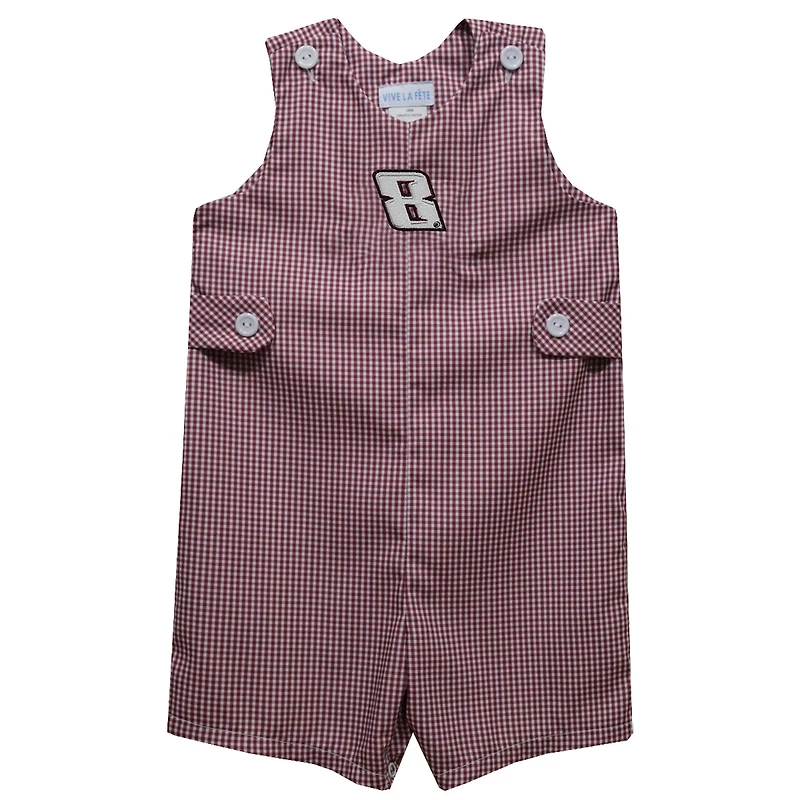 Infant Vive La Fete Maroon Kyle Busch Gingham Jon Jon Bodysuit
