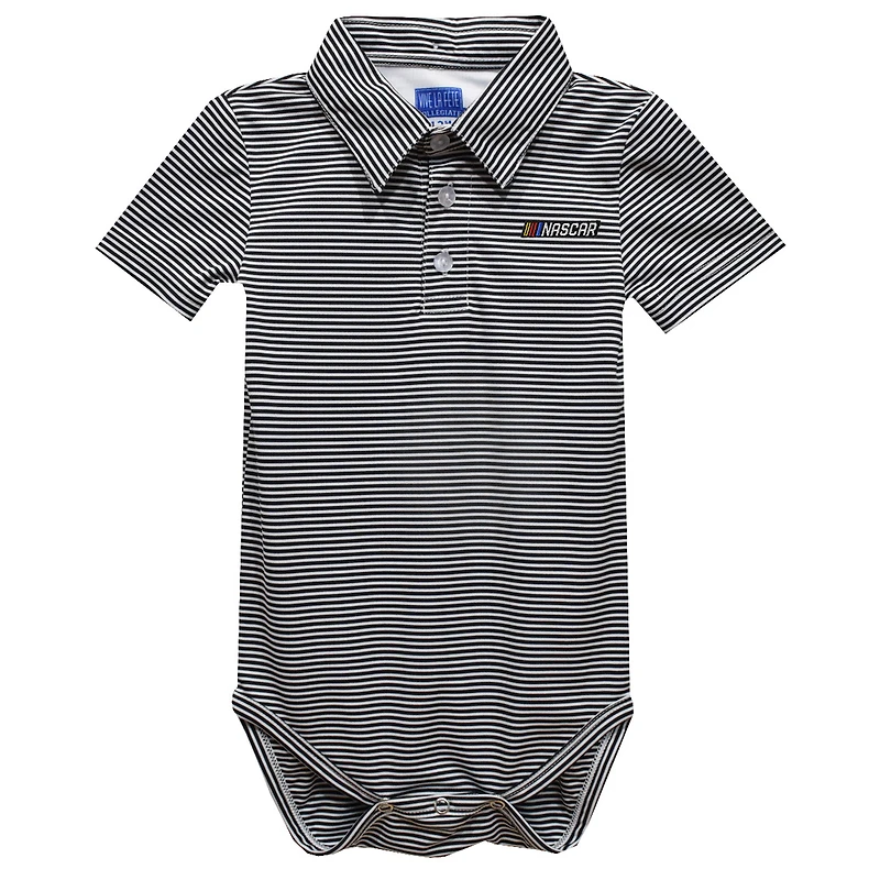 Infant Vive La Fete  Black NASCAR Merchandise Polo Pencil Stripe Bodysuit