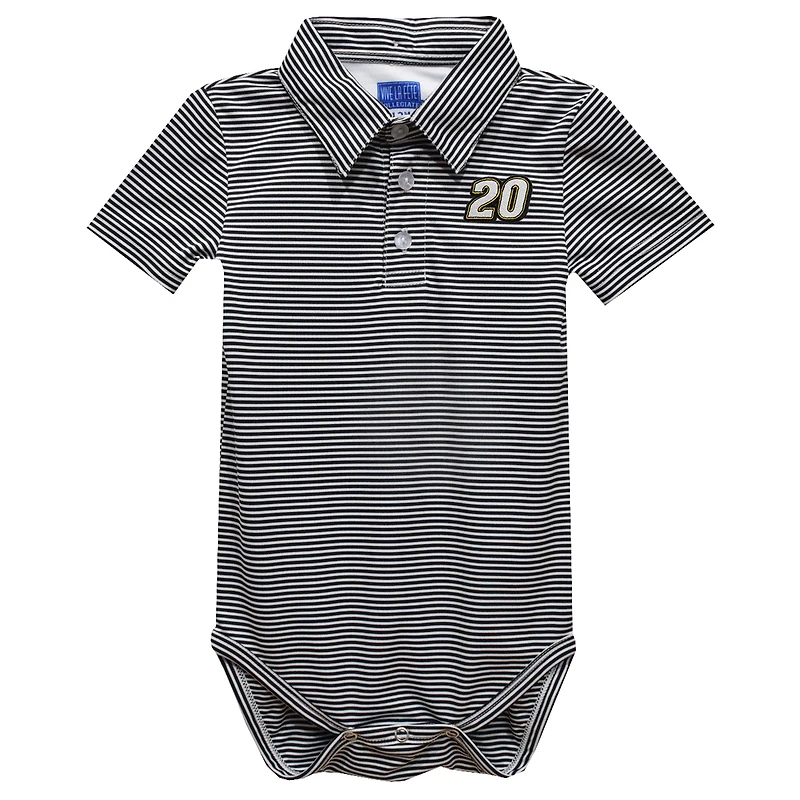 Infant Vive La Fete  Black Christopher Bell Polo Pencil Stripe Bodysuit