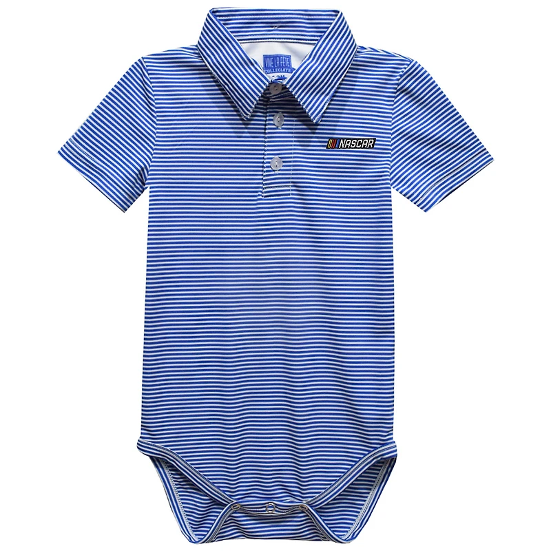 Infant Vive La Fete Blue NASCAR Merchandise Polo Pencil Stripe Bodysuit