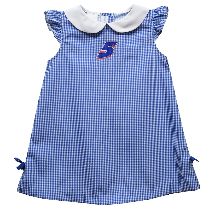 Girls Infant Vive La Fete  Blue Kyle Larson Mini Check A-Line Dress