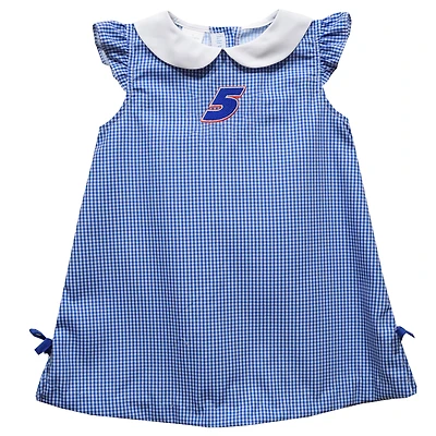 Girls Toddler Vive La Fete  Blue Kyle Larson Mini Check A-Line Dress