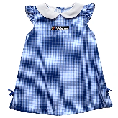 Girls Toddler Vive La Fete  Blue NASCAR Mini Check A-Line Dress