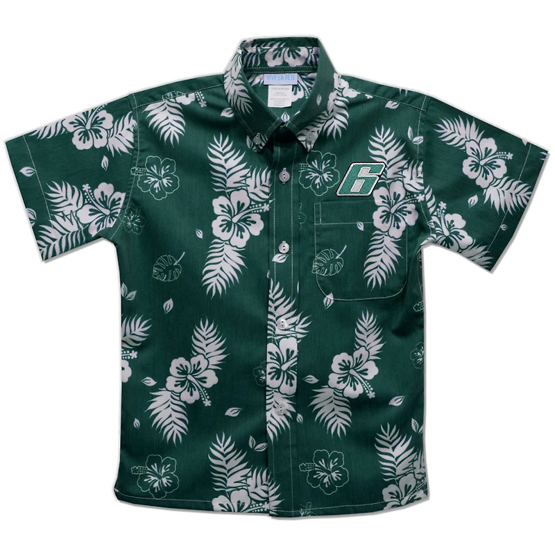 Youth Vive La Fete Green Brad Keselowski Hawaiian Print Button-Down Shirt