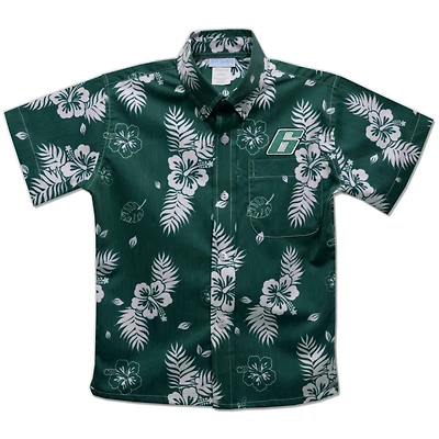 Youth Vive La Fete  Green Brad Keselowski Hawaiian Print Button-Down Shirt