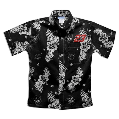 Youth Vive La Fete  Black Bubba Wallace Hawaiian Print Button-Down Shirt