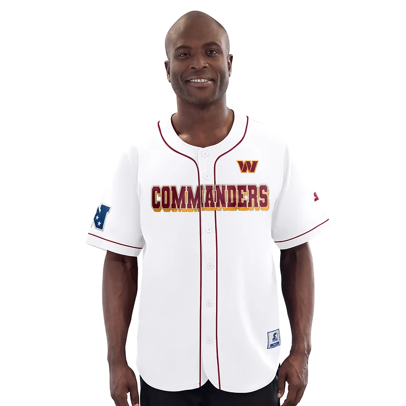Men's Starter White Washington Commanders Relay Full-Button Baseball Jersey