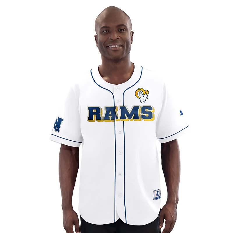 Men's Starter  White Los Angeles Rams Relay Full-Button Baseball Jersey