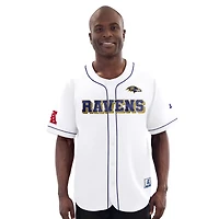 Men's Starter  White Baltimore Ravens Relay Full-Button Baseball Jersey