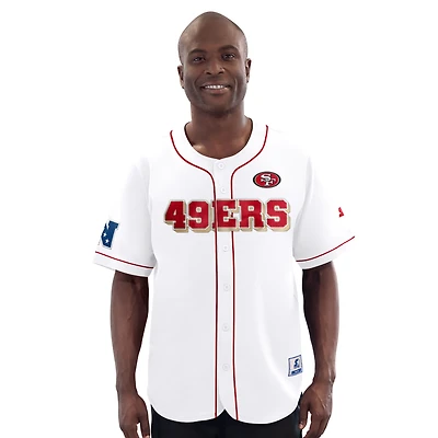 Men's Starter  White San Francisco 49ers Relay Full-Button Baseball Jersey