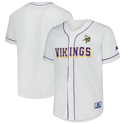 Men's Starter White Minnesota Vikings Relay Full-Button Baseball Jersey
