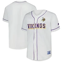 Men's Starter  White Minnesota Vikings Relay Full-Button Baseball Jersey