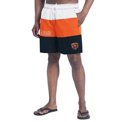 Men's G-III Sports by Carl Banks Navy/Orange Chicago Bears Sunrise Volley Swim Shorts