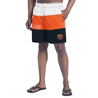 Men's G-III Sports by Carl Banks  Navy/Orange Chicago Bears Sunrise Volley Swim Shorts