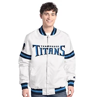 Men's Starter  White Tennessee Titans Scout Full-Snap Varsity Jacket