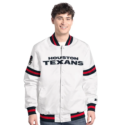 Men's Starter  White Houston Texans Scout Full-Snap Varsity Jacket