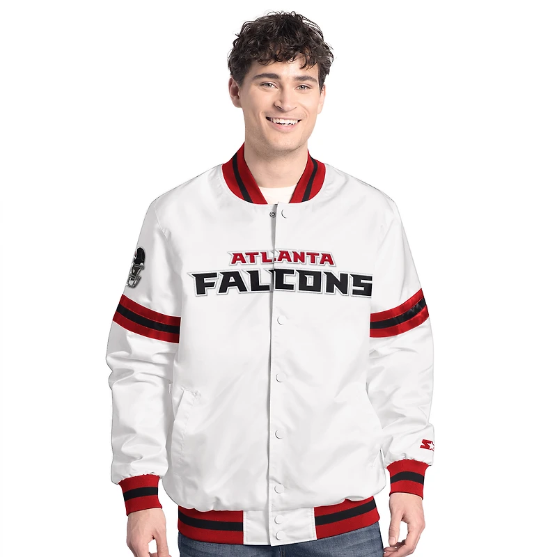 Men's Starter White Atlanta Falcons Scout Full-Snap Varsity Jacket