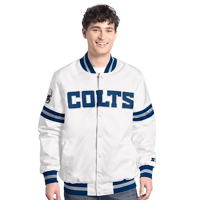 Men's Starter  White Indianapolis Colts Scout Full-Snap Varsity Jacket
