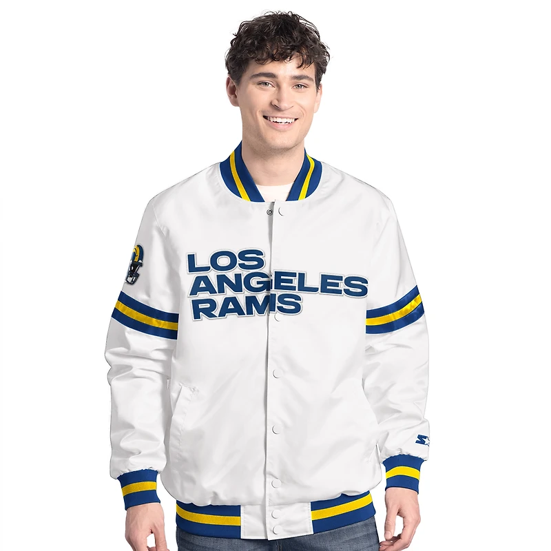 Men's Starter  White Los Angeles Rams Scout Full-Snap Varsity Jacket