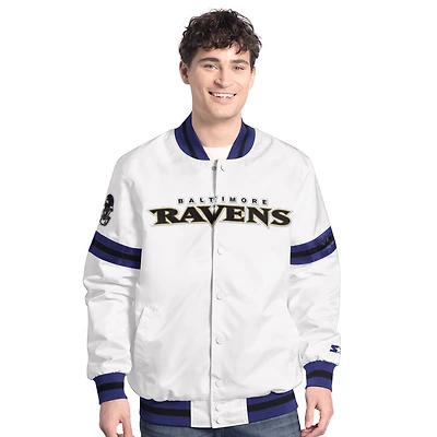 Men's Starter  White Baltimore Ravens Scout Full-Snap Varsity Jacket