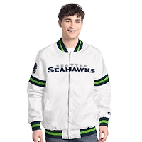 Men's Starter  White Seattle Seahawks Scout Full-Snap Varsity Jacket
