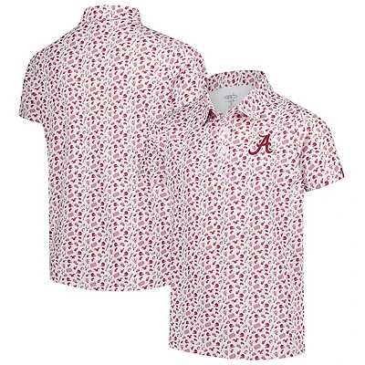 Youth Garb Crimson Alabama Tide Tom Allover Print Performance Polo