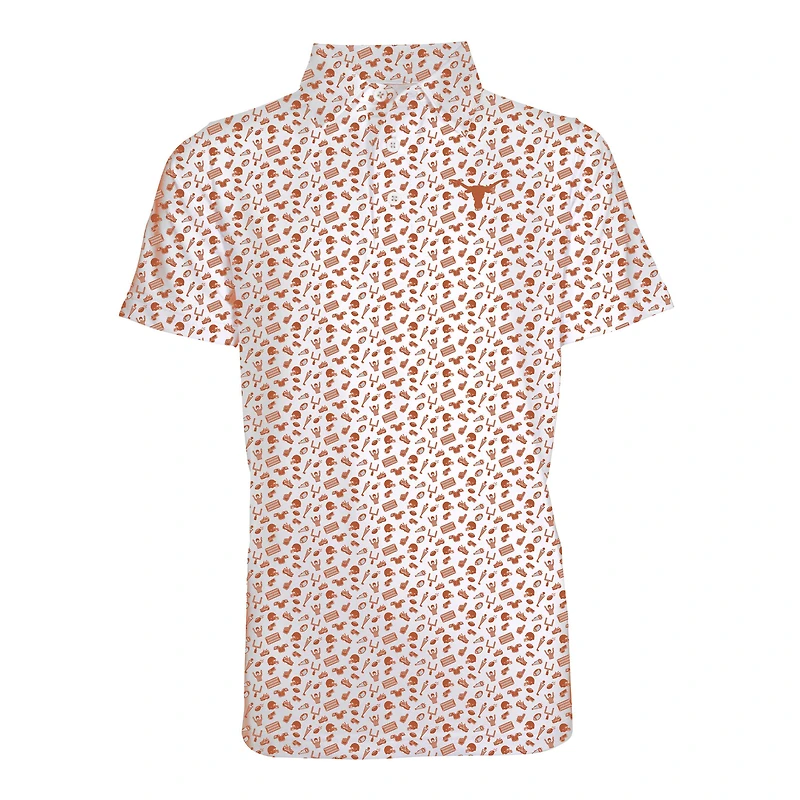 Youth Garb Burnt Orange Texas Longhorns Tom Allover Print Performance Polo