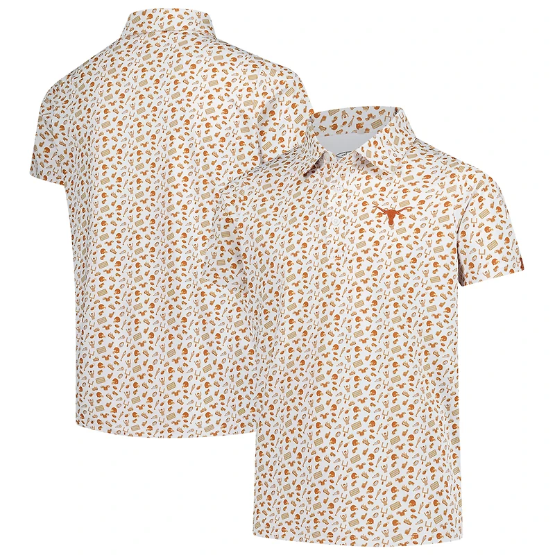 Youth Garb Burnt Orange Texas Longhorns Tom Allover Print Performance Polo