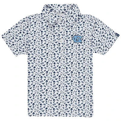 Toddler Garb Navy North Carolina Tar Heels Tom Allover Print Performance Polo