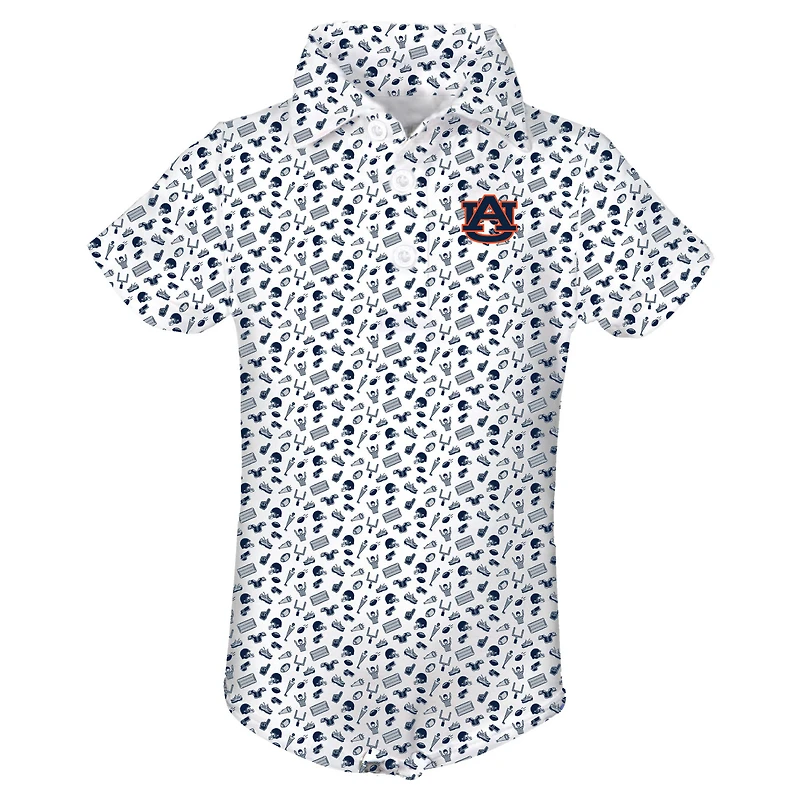 Infant Garb Navy/ Auburn Tigers Tom Allover Print Performance Polo Bodysuit