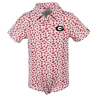 Infant Garb Red/ Georgia Bulldogs Tom Allover Print Performance Polo Bodysuit