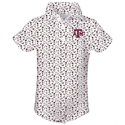 Infant Garb Maroon/ Texas A&M Aggies Tom Allover Print Performance Polo Bodysuit