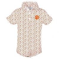 Infant Garb Orange/ Clemson Tigers Tom Allover Print Performance Polo Bodysuit