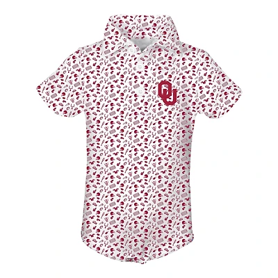 Infant Garb Crimson/ Oklahoma Sooners Tom Allover Print Performance Polo Bodysuit