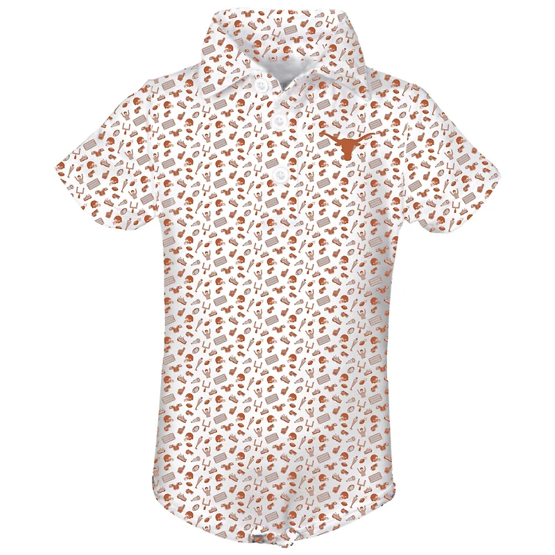 Infant Garb Orange/ Texas Longhorns Tom Allover Print Performance Polo Bodysuit