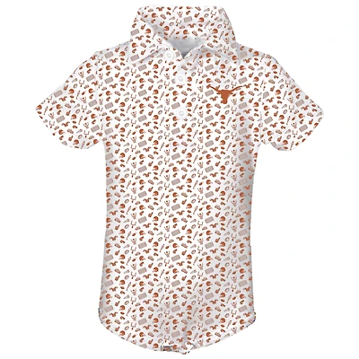 Infant Garb Orange/ Texas Longhorns Tom Allover Print Performance Polo Bodysuit