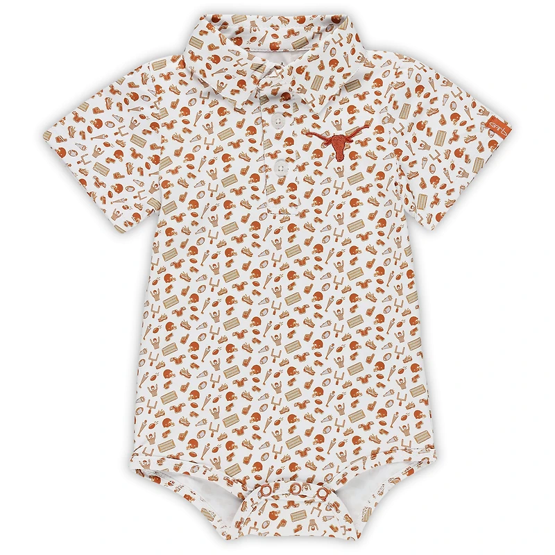 Infant Garb Burnt Orange Texas Longhorns Tom Allover Print Performance Polo Bodysuit