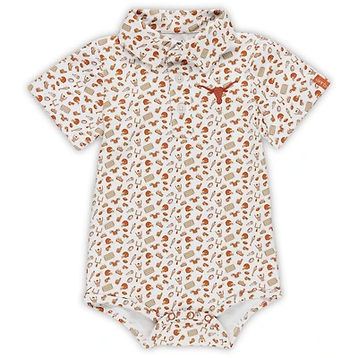 Infant Garb Burnt Orange Texas Longhorns Tom Allover Print Performance Polo Bodysuit