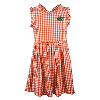 Girl's Toddler Garb Orange Florida Gators Sleeveless Alora Gingham Dress