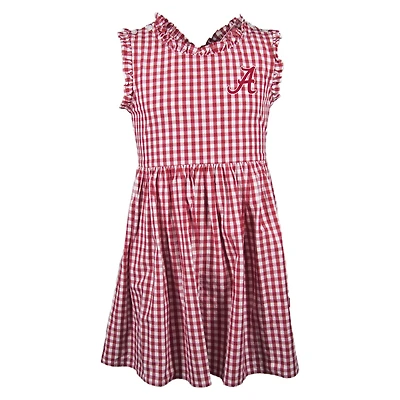Girl's Toddler Garb Crimson Alabama Tide Sleeveless Alora Gingham Dress