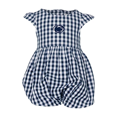 Girl's Infant Garb Navy Penn State Nittany Lions Cara Gingham Ruffled Bodysuit