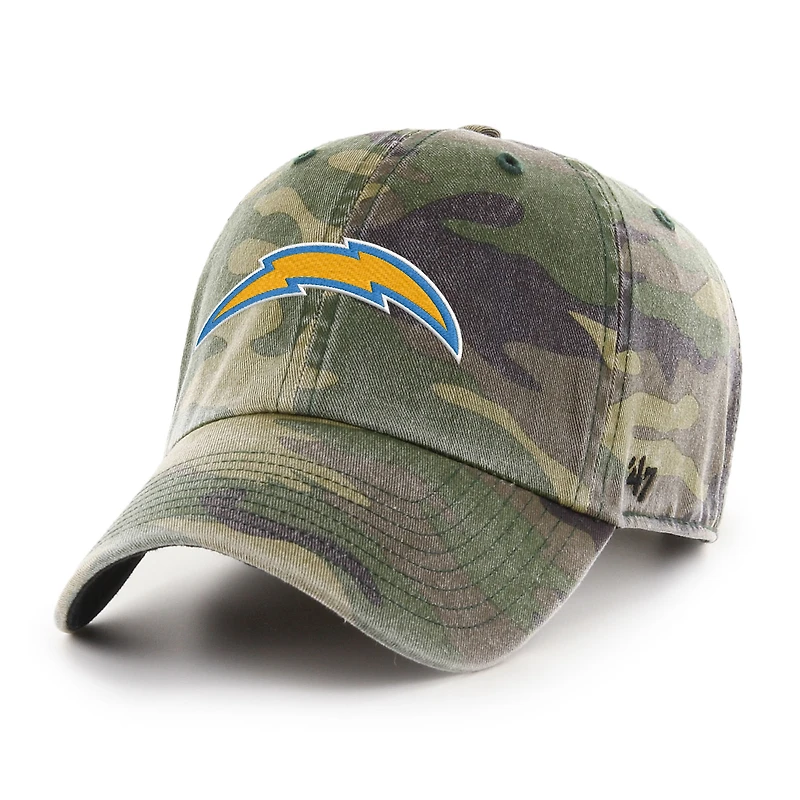 Men's '47 Camo Los Angeles Chargers Woodland Clean Up Adjustable Hat