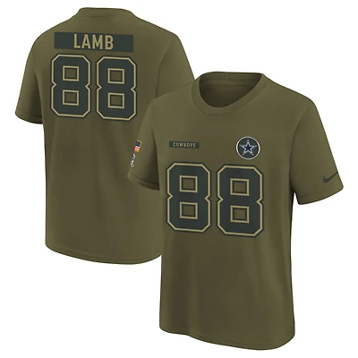 Youth Nike CeeDee Lamb Olive Dallas Cowboys 2025 Salute to Service Name & Number T-Shirt