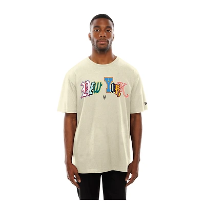 Men's New Era  Cream York Mets Ransom Note Oversized T-Shirt