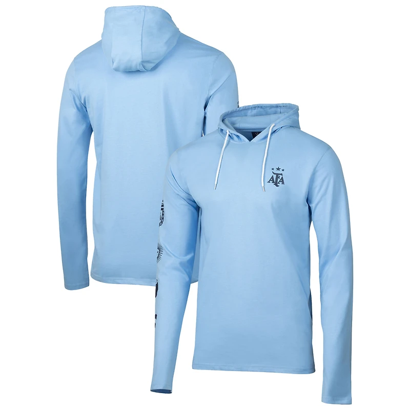 Men's Sport Design Sweden  Light Blue Argentina National Team Relaxed Hooded Long Sleeve T-Shirt