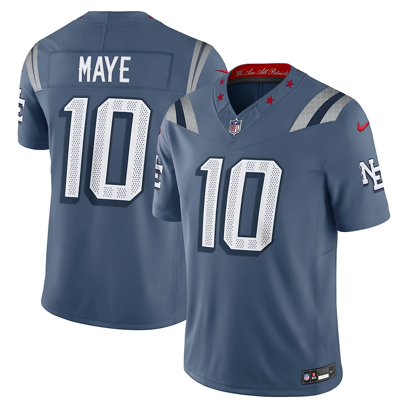 Men's Nike Drake Maye Storm Blue New England Patriots 2025 Rivalries Collection Limited Jersey