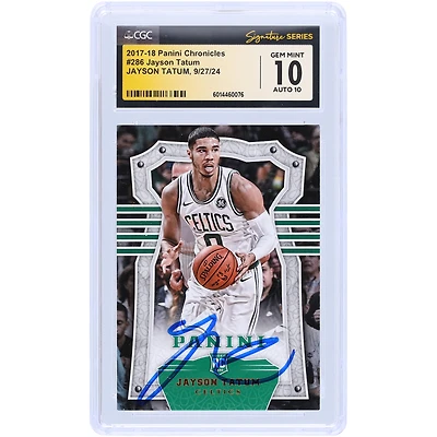 Jayson Tatum Boston Celtics Autographed 2017-18 Panini Chronicles #286 CGC Fanatics Witnessed Authenticated 10/10 Rookie Card