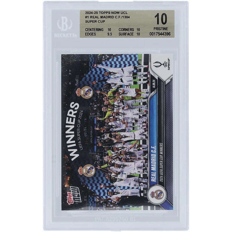 Real Madrid CF 2024-25 Topps Now UCL 2024 UEFA Super Cup Winners #1 BGS Authenticated 10 Card - 10,10,9.5,10 Subgrades