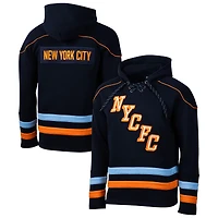 Men's Sport Design Sweden  Navy New York City FC Hat Trick Hockey Pullover Hoodie